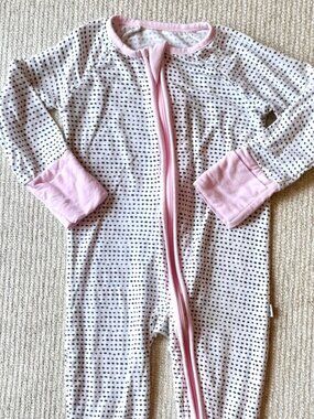 Little Sleepies 0-3 Month Zippy Light Pink with Black and White Polka Dots